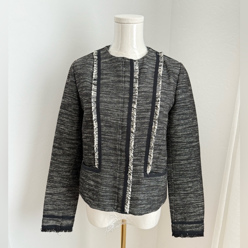 Vince Blazer/Jacket Black Grey color combo in Tweed Pattern Size US 6 VGUC